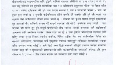 सुनापति बस दुर्घटना<br>पालिकाले दाहसंस्कार खर्च दिने