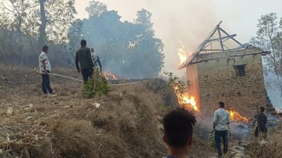 पिप्ले जंगलमा डडेलो, एक घर जल्यो