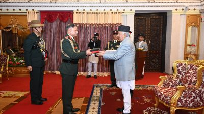 भारतीय स्थल सेनाध्यक्ष द्विवेदीलाई दर्ज्यानी चिन्ह प्रदान